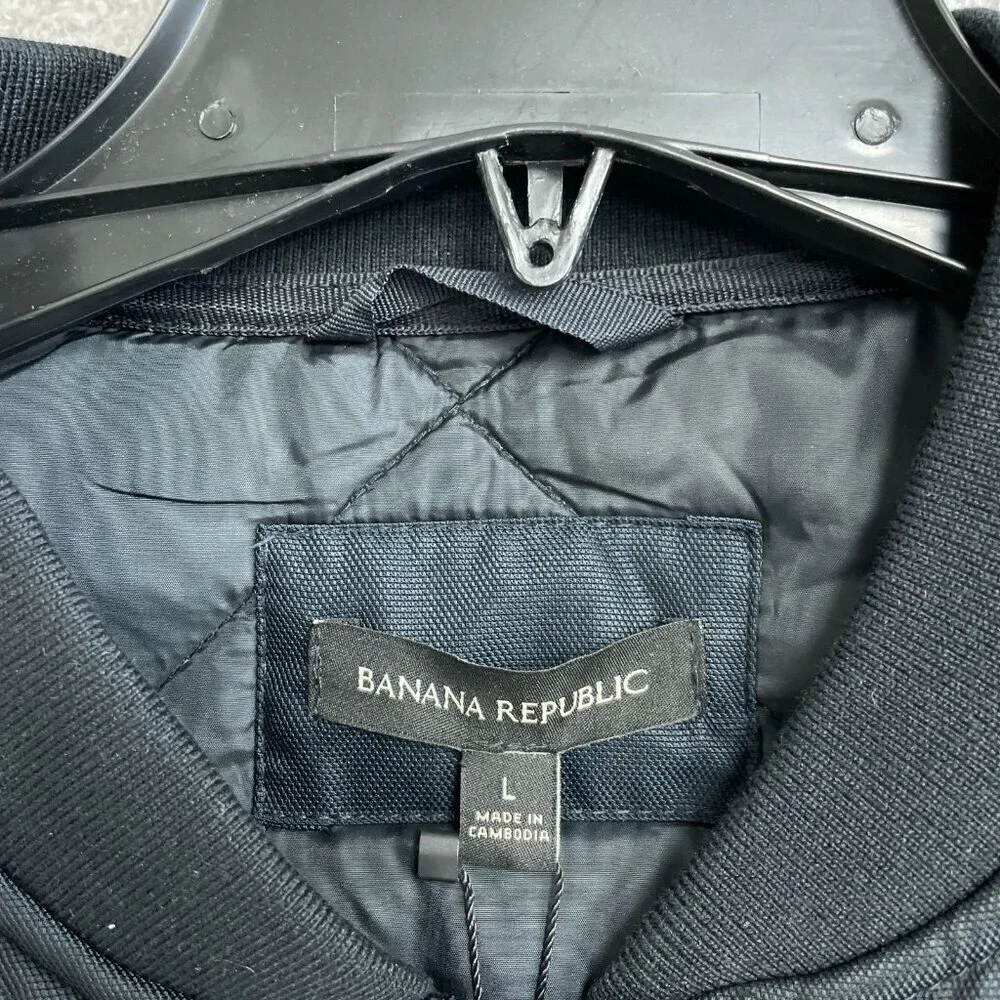 Banana Republic Men's L Quilted Bomber Jacket Black  Polyester Lightweight G1883